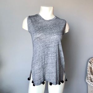 J crew Pom Pom linen tank top